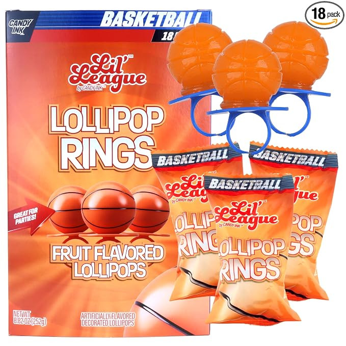 Lil League Basketball Lollipop Rings Party Favors, Sports Ball Shaped Candy Goodie Bag Fillers fo... | Amazon (US)