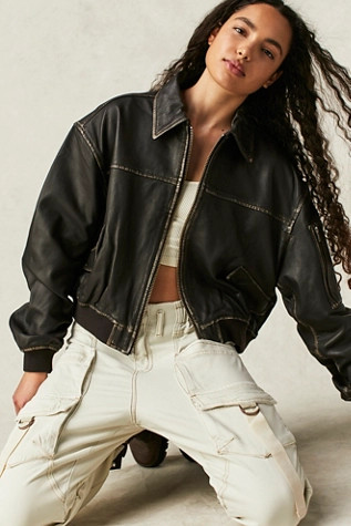 Oval Square Osrocker Leather Bomber Jacket | Free People (UK)