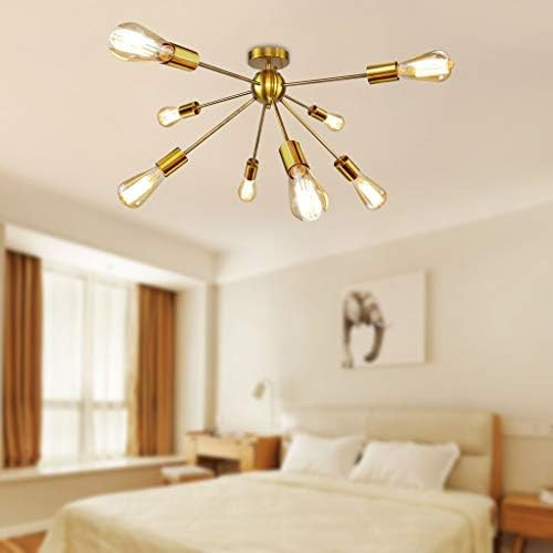 LMSOD 8-Light Sputnik Chandelier Gold Semi Flush Mount Ceiling Light Modern Pendant Light for Dining | Amazon (US)
