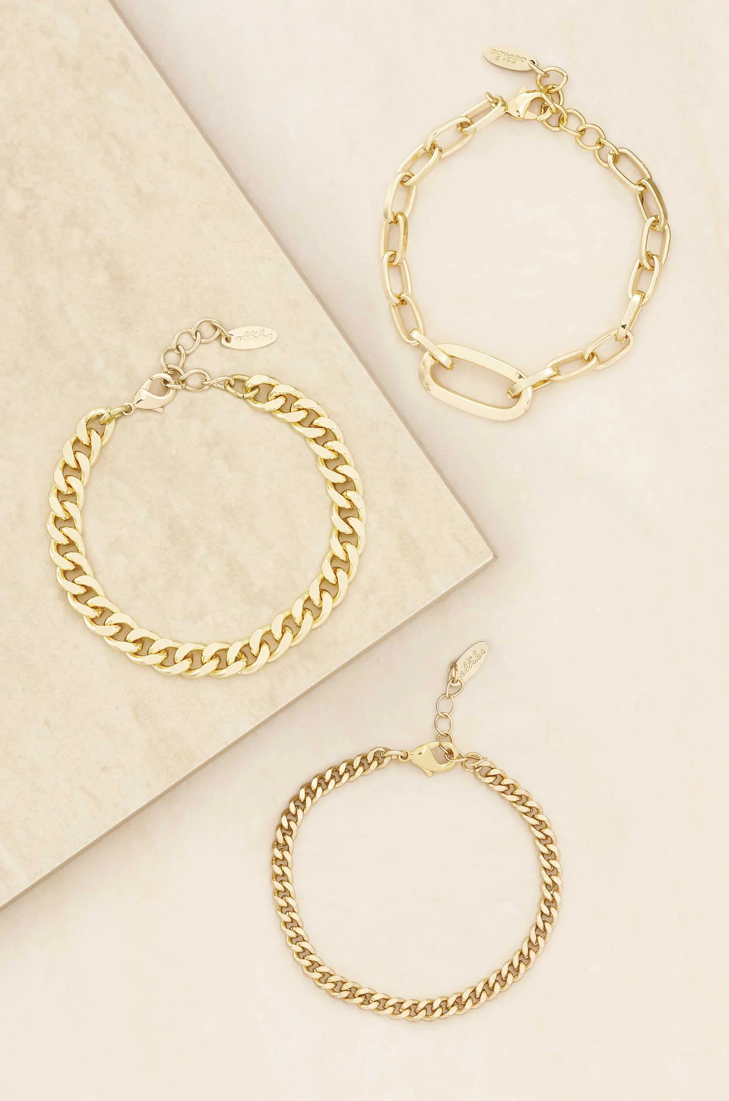 Chain Game 18k Gold Plated Bracelet Set of 3 | Ettika