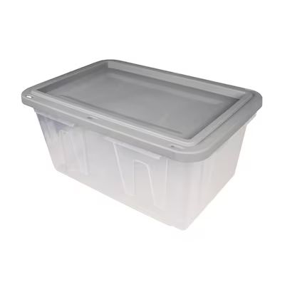 Project Source Small 15- Gallons (60-Quart) Clear Tote with Standard Snap Lid | Lowe's