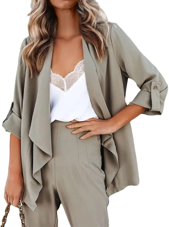 Cicy Bell Womens Casual Blazer Long Sleeve Draped Open Front Cardigan Work Office Blazer | Amazon (US)