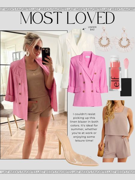 Most loved linen blazer! 2 colors and under $40. Sunglasses are on sale, 47% off! 

Set, small. 
Blazer, small.
Heels, TTS.

Summer outfit. Matching set. Blazer. Work outfit. Sunglasses. 

#LTKWorkwear #LTKFindsUnder50 #LTKStyleTip