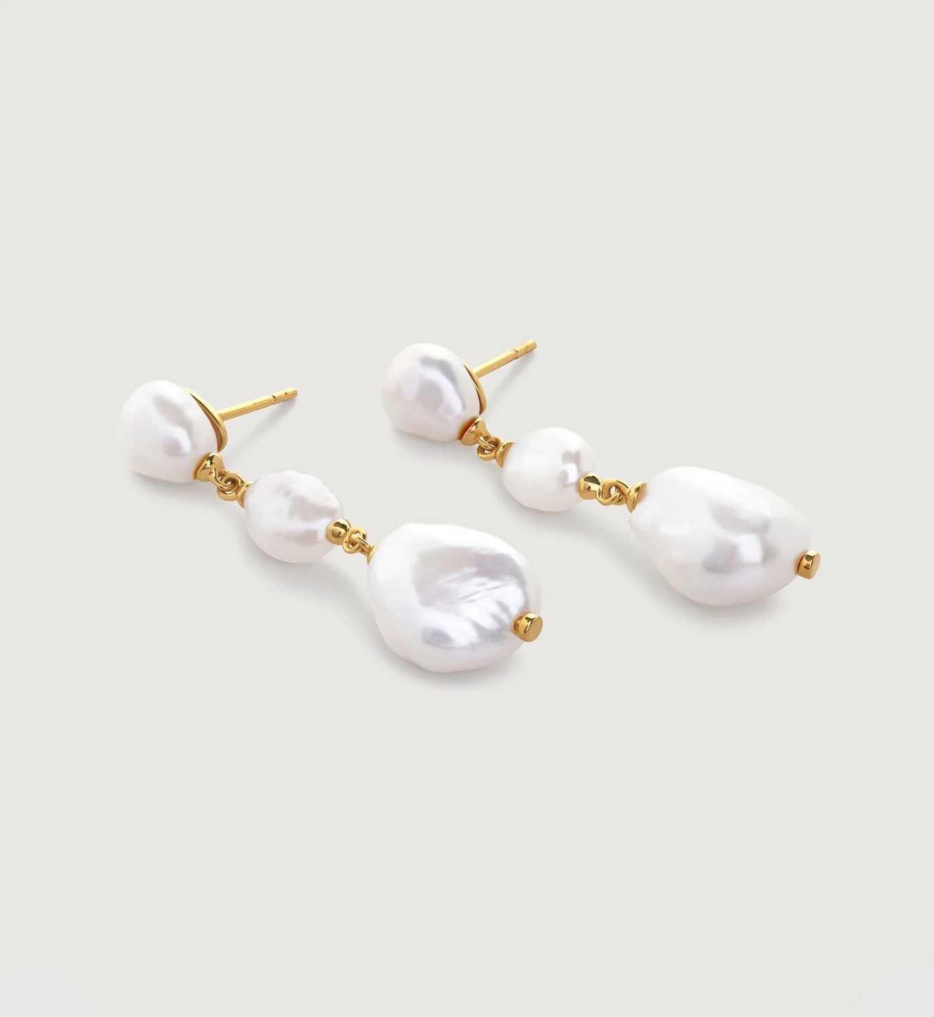 Nura Triple Drop Irregular Pearl Earrings | Monica Vinader (Global)