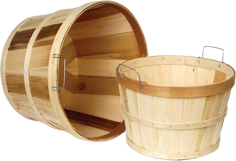 Lehman's Handcrafted Storage Baskets, Vintage Style USA Made Poplar Wood with Wire Handles, Set o... | Amazon (US)