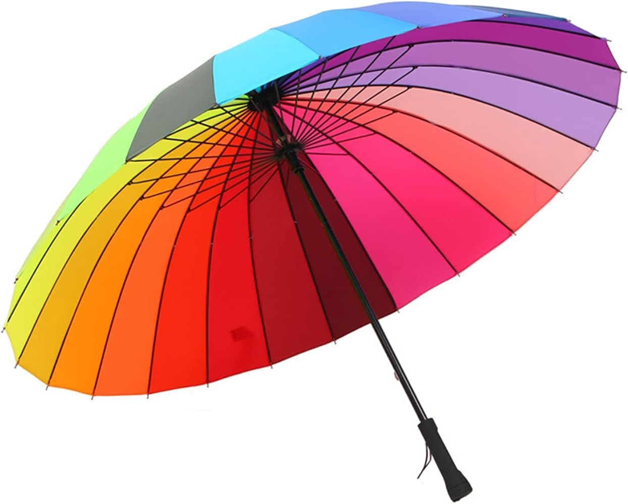 meizhouer 24k Color Rainbow Umbrella Fashion Long Handle Straight Anti-UV Sun/Rain Stick Umbrella... | Amazon (US)