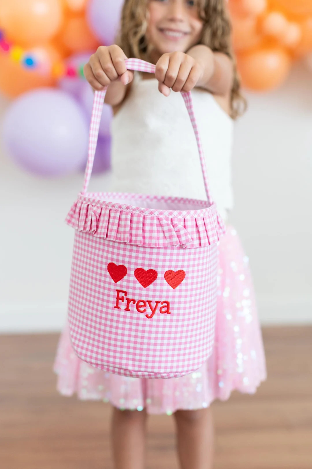 Personalized Valentine's Day Bag, Gingham Valentine's Basket, Valentine's Day Gifts for Kids, Kid... | Etsy (US)