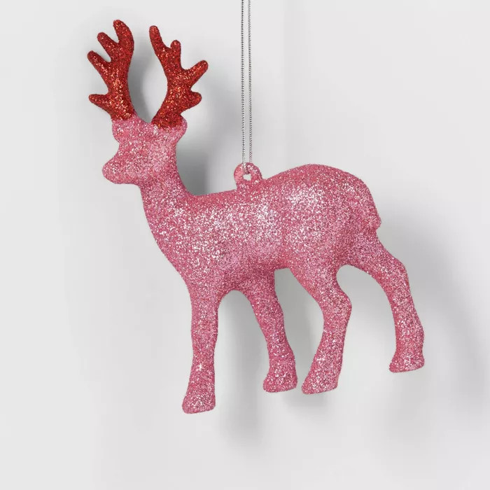 Glitter Deer Christmas Tree Ornament Pink - Wondershop™ | Target