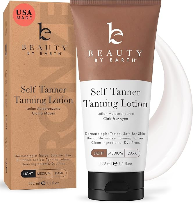 Tanning Lotion Self Tanner - With Natural and Organic Ingredients Non Toxic Sunless Browning Lotion - Best Gradual Tan Lotion for Men and Women, Fair to Medium | Amazon (US)