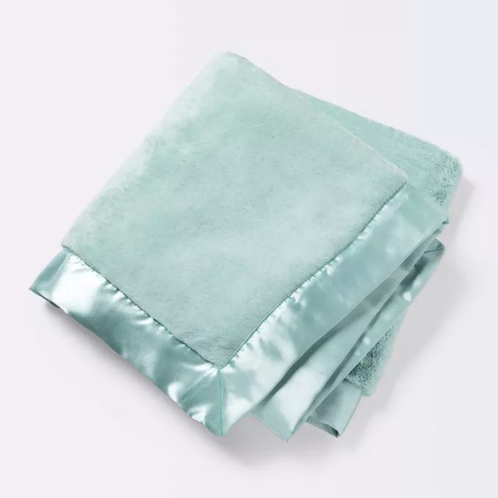 Solid Satin Edge Plush Blanket - Cloud Island™ Green | Target