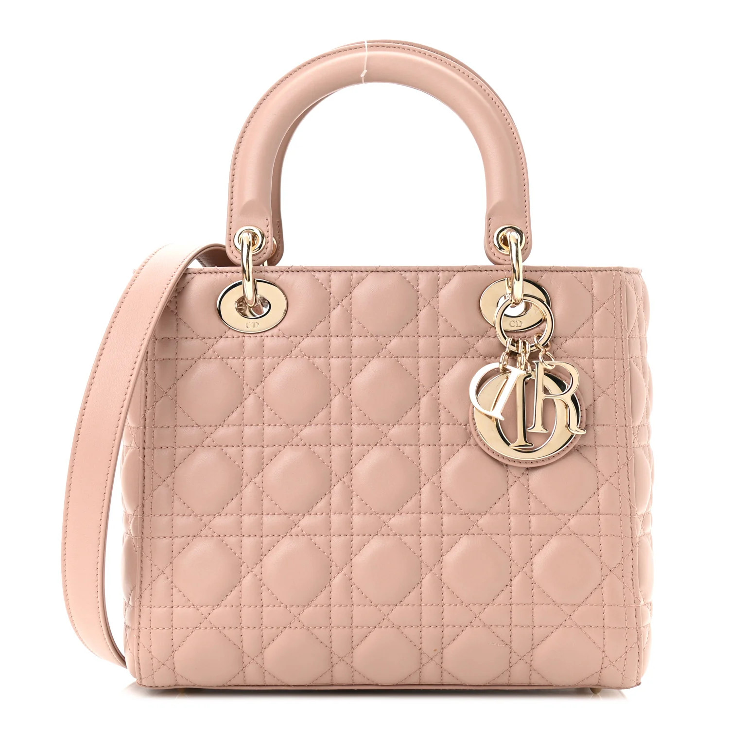 CHRISTIAN DIOR Lambskin Cannage Medium Lady Dior Bois de Rose | FASHIONPHILE (US)