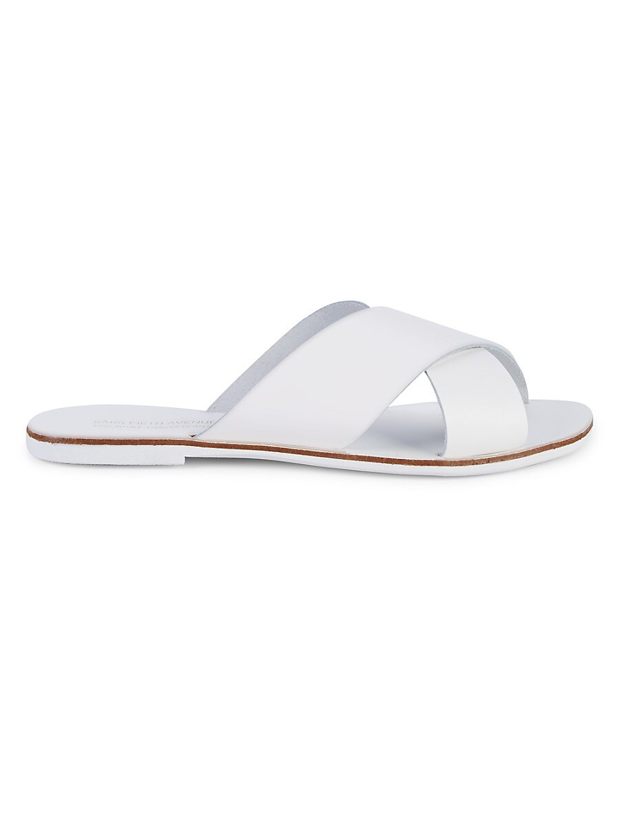Saks Fifth Avenue Made in Italy Women's Leather Slip-On Sandals - White - Size 8 | Saks Fifth Avenue OFF 5TH