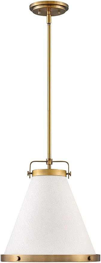 Hinkley Lark Collection One Light Small Pendant, Lacquered Brass w/Off-White Textured Shade | Amazon (US)