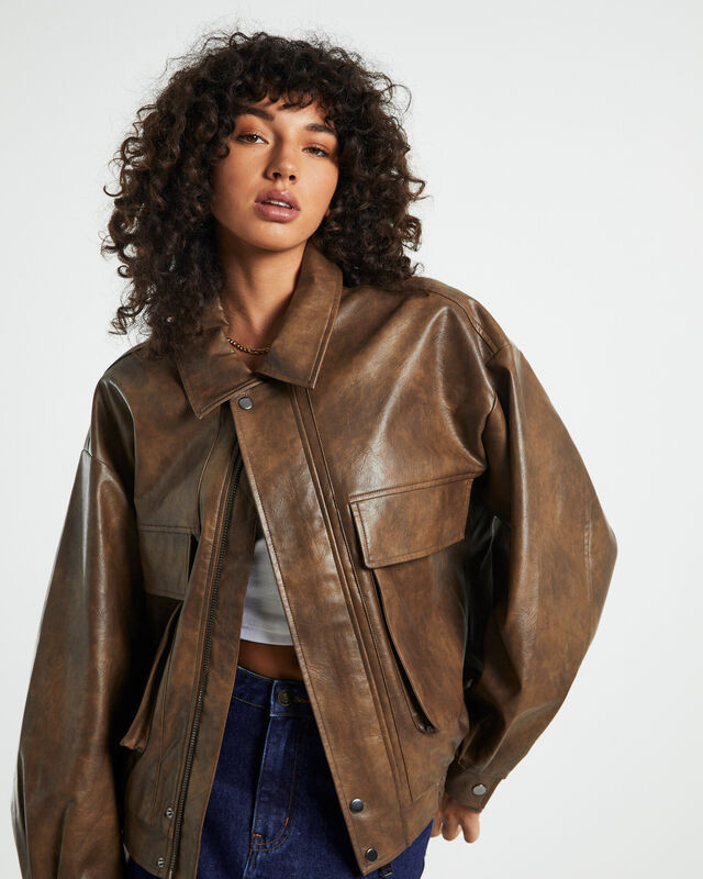 Jen Oversized Patch Pocket Jacket Brown | General Pants