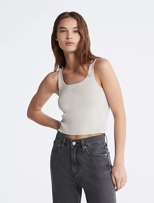 Logo Embroidery Cropped Tank Top | Calvin Klein | Calvin Klein (US)
