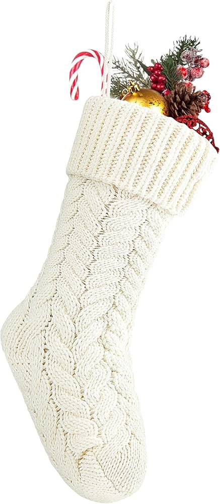 Fesciory 18 Inches Christmas Stockings Bulk, 1 Pack Large Size Cable Knitted Fireplace Hanging St... | Amazon (US)