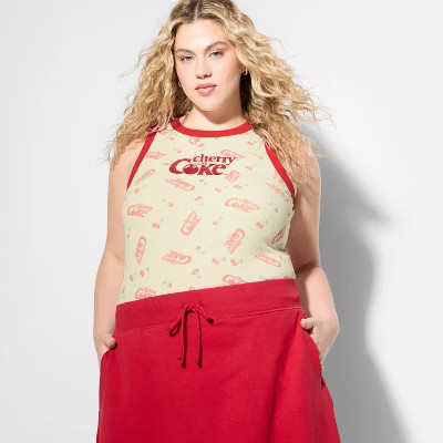 Women's Cherry Coke Graphic Tank Top - Cream | Target