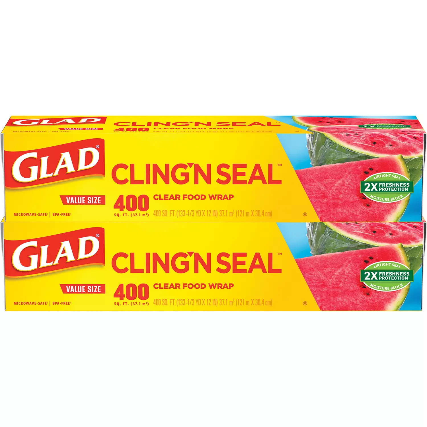 Glad Cling ‘N Seal Clear Plastic Food Wrap 400 sq. ft./roll, 2 rolls | Sam's Club