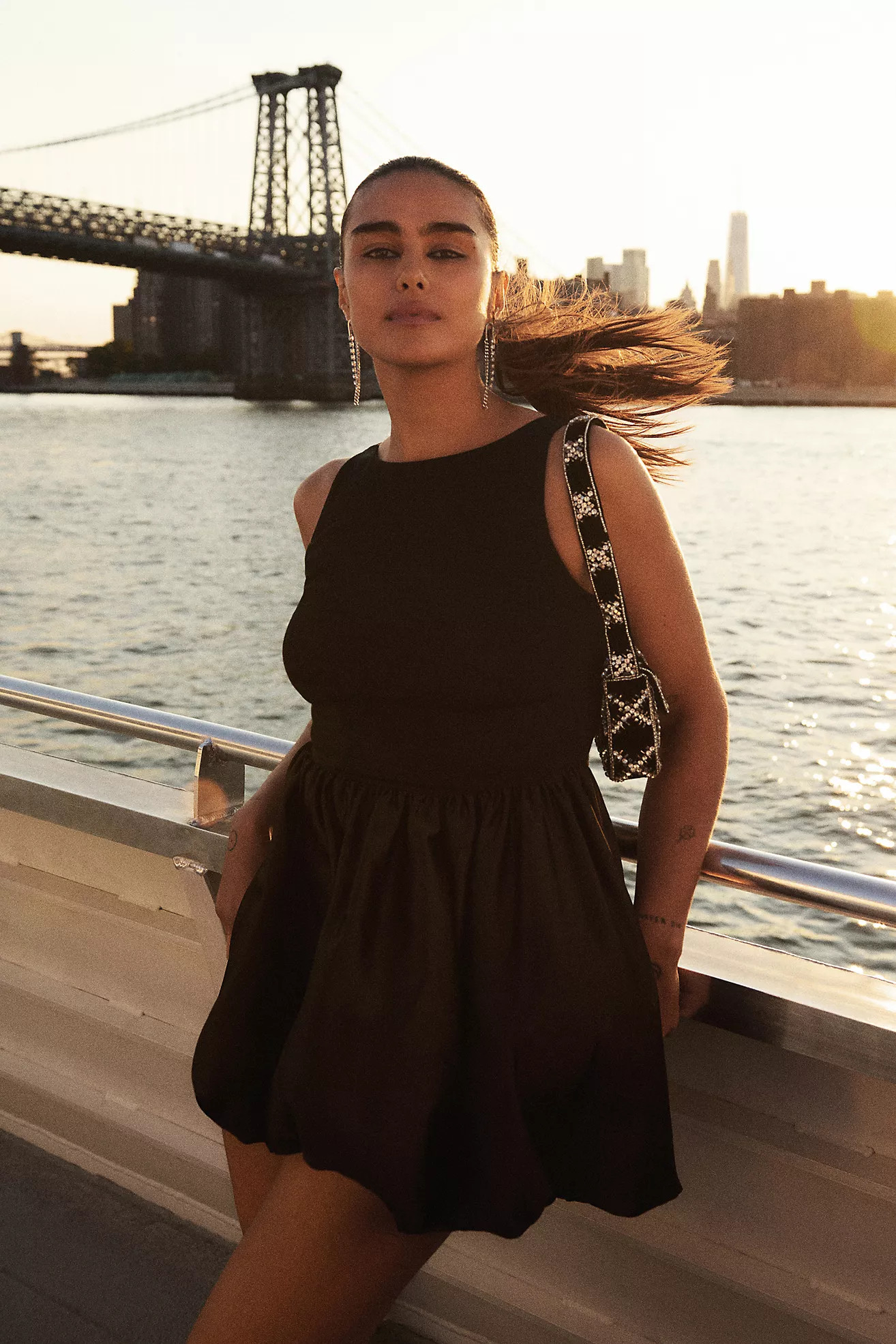 Maeve Boat-Neck Bubble Mini Dress | Anthropologie (US)