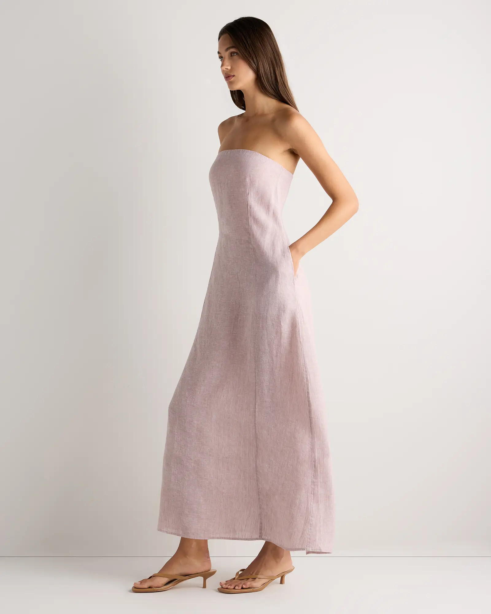 100% European Linen Strapless Maxi Dress | Quince