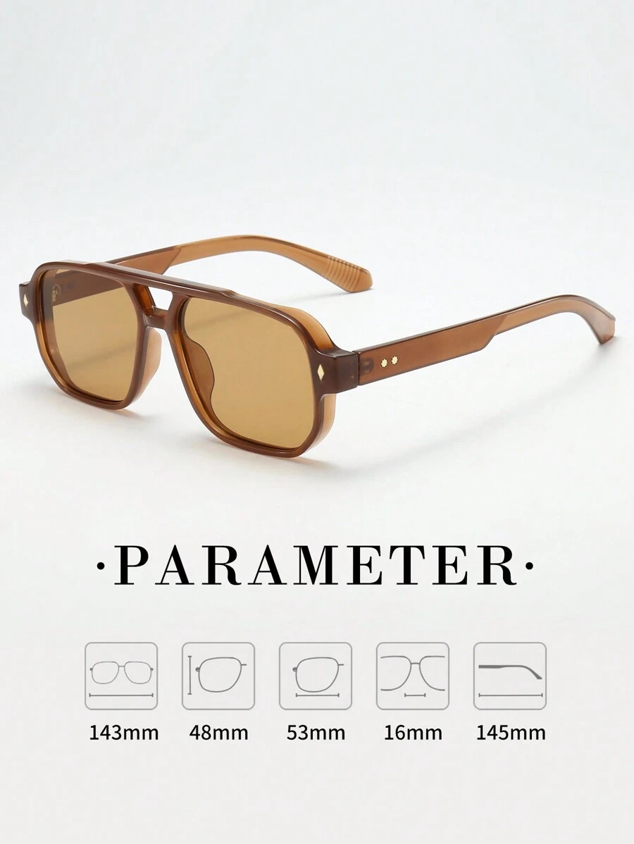 1pc Men's Classic Square Double Bridge Minimalist Stylish Fashion Glasses (Suitable For Driving, ... | SHEIN