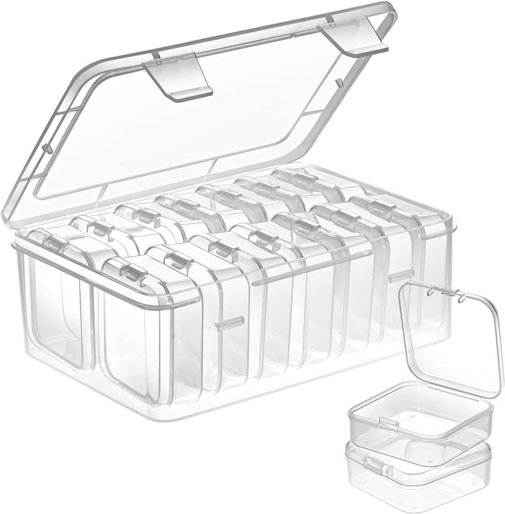 Mathtoxyz Small Bead Organizers, 15 Pieces Plastic Storage Cases Mini Clear Bead Storage Containe... | Amazon (US)