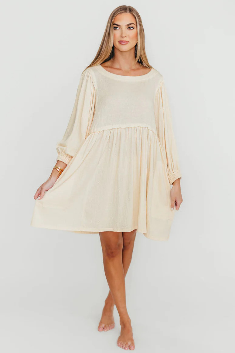 Claudia Dress with Keyhole Back in Cream | Worth Collective
