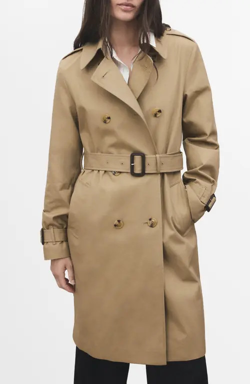 MANGO Classic Belted Trench Coat in Beige at Nordstrom, Size Small | Nordstrom