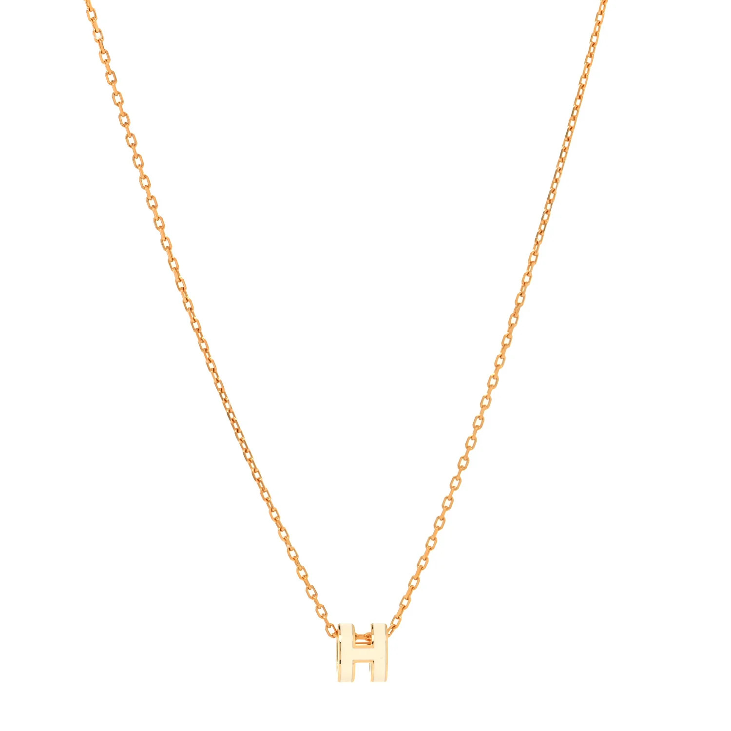 Lacquered Gold Mini Pop H Pendant Necklace White | FASHIONPHILE (US)