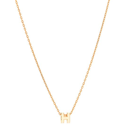 Lacquered Gold Mini Pop H Pendant Necklace White | FASHIONPHILE (US)