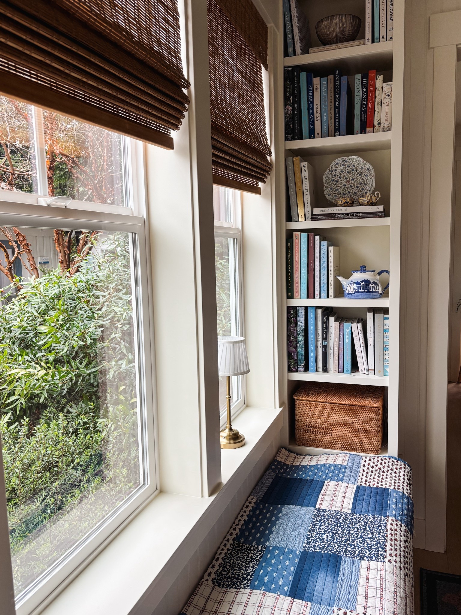 Patchwork quilt as bench seat cover, cordless lamp, bamboo shades 

#LTKSaleAlert #LTKSeasonal #LTKHome