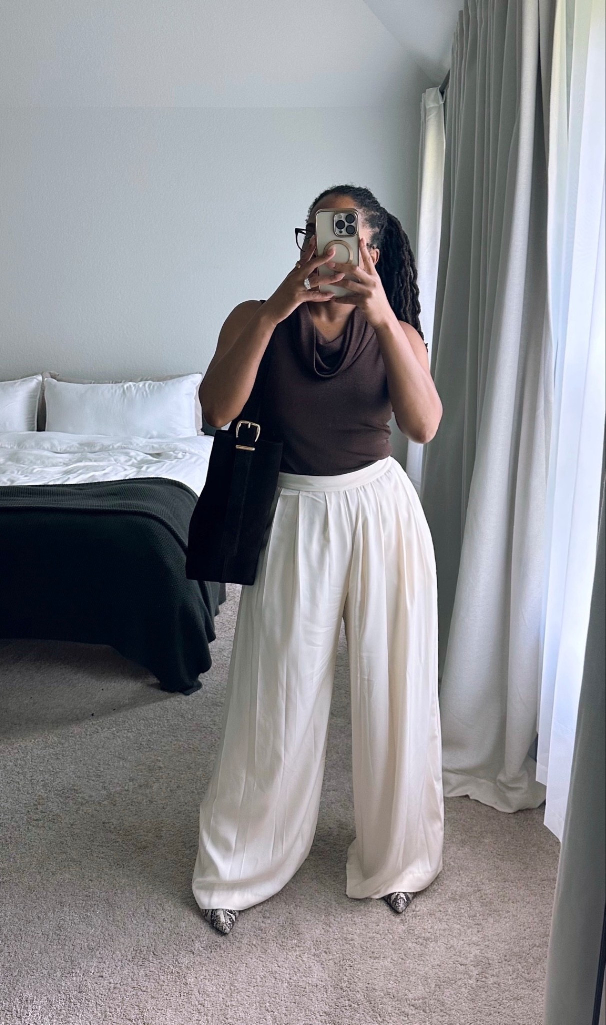 A minimal office outfit with a chocolate brown suede bag.

#LTKFindsUnder100 #LTKStyleTip #LTKWorkwear