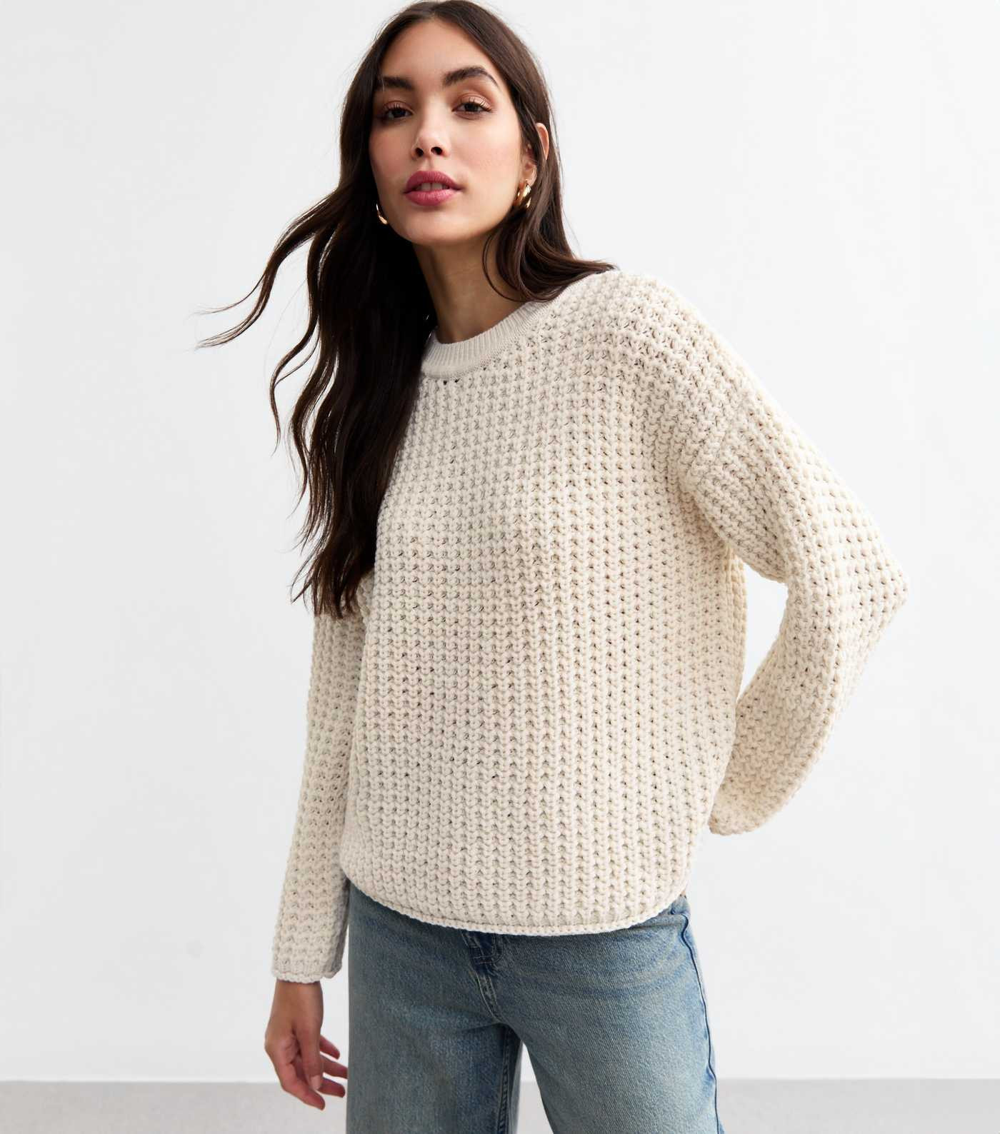 Off White Moss Stitch Crew-Neck Jumper | New Look | New Look (UK)