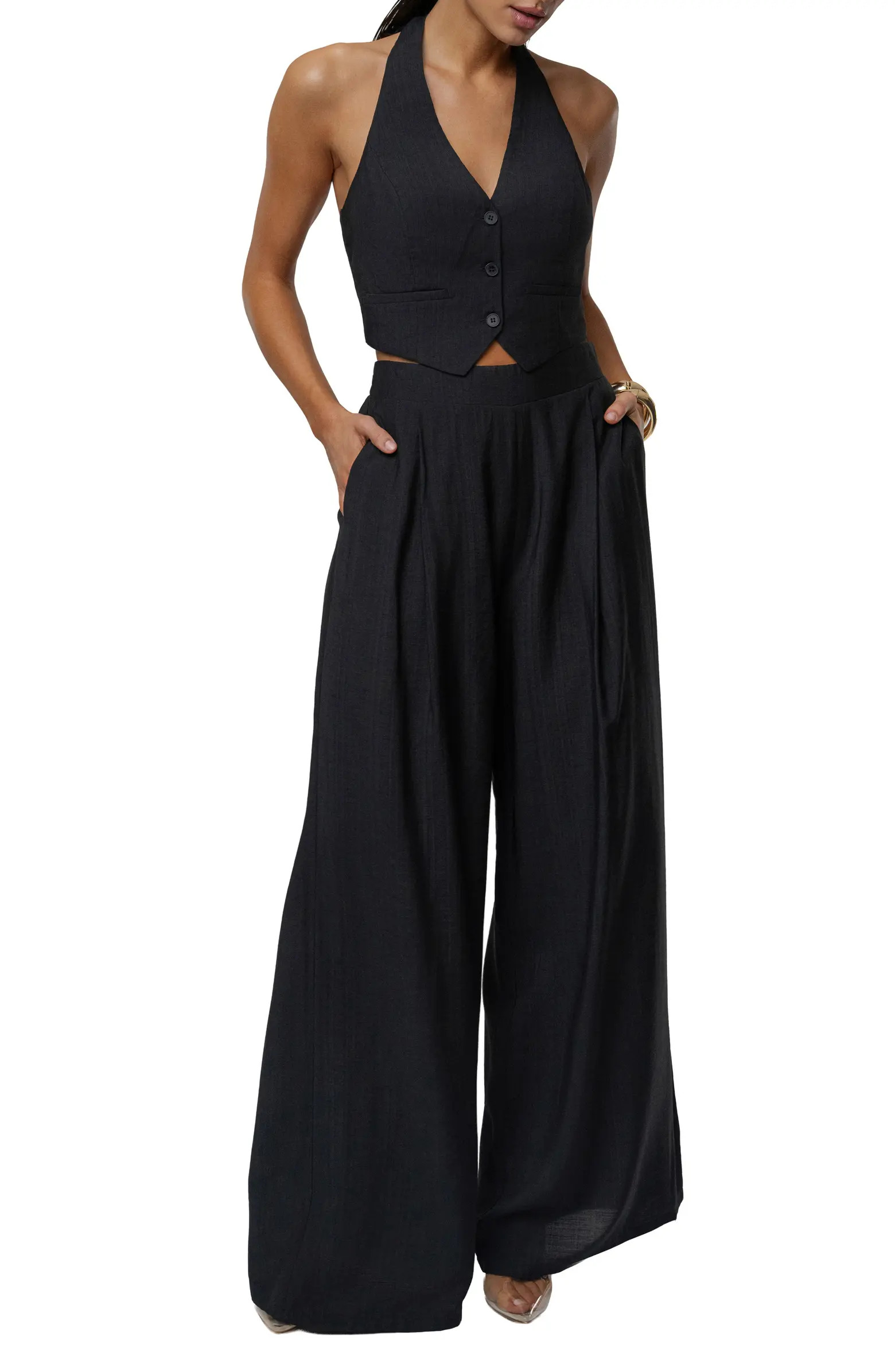 Tropical Daze Halter Top & Wide Leg Pant Set | Nordstrom