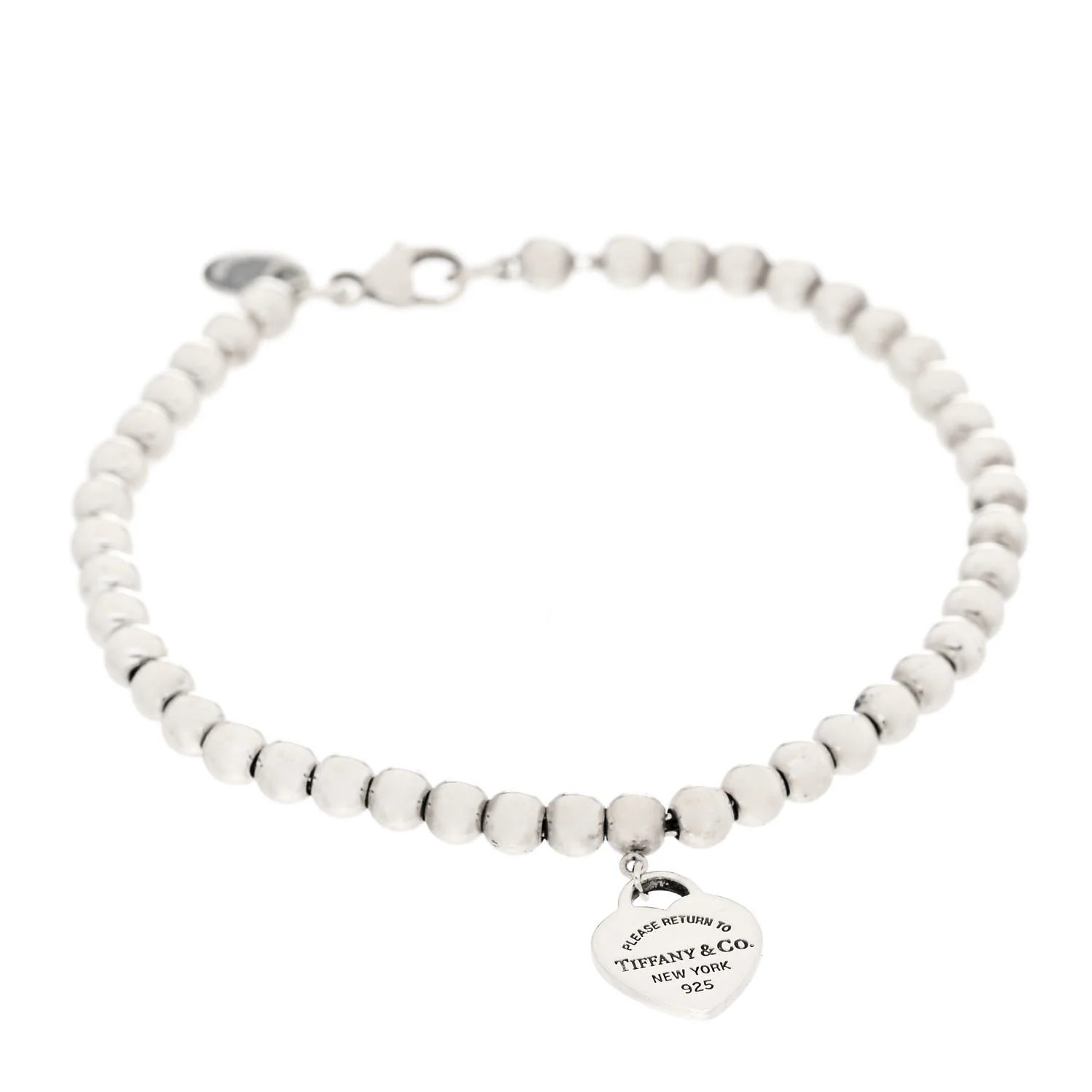 TIFFANY Sterling Silver 4mm Return to Tiffany Heart Tag Bead Bracelet | FASHIONPHILE (US)