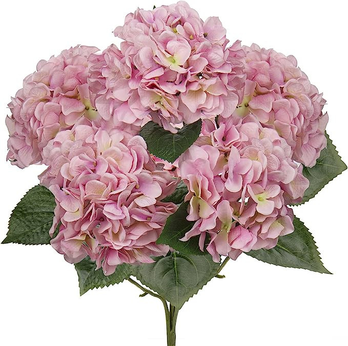 Pink Hydrangea Artificial Flowers Large Artificial Hydrangeas Silk Flowers for Home Decor Indoor ... | Amazon (US)