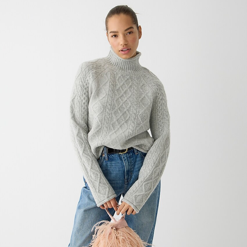 Cable-knit rollneck sweater | J. Crew US