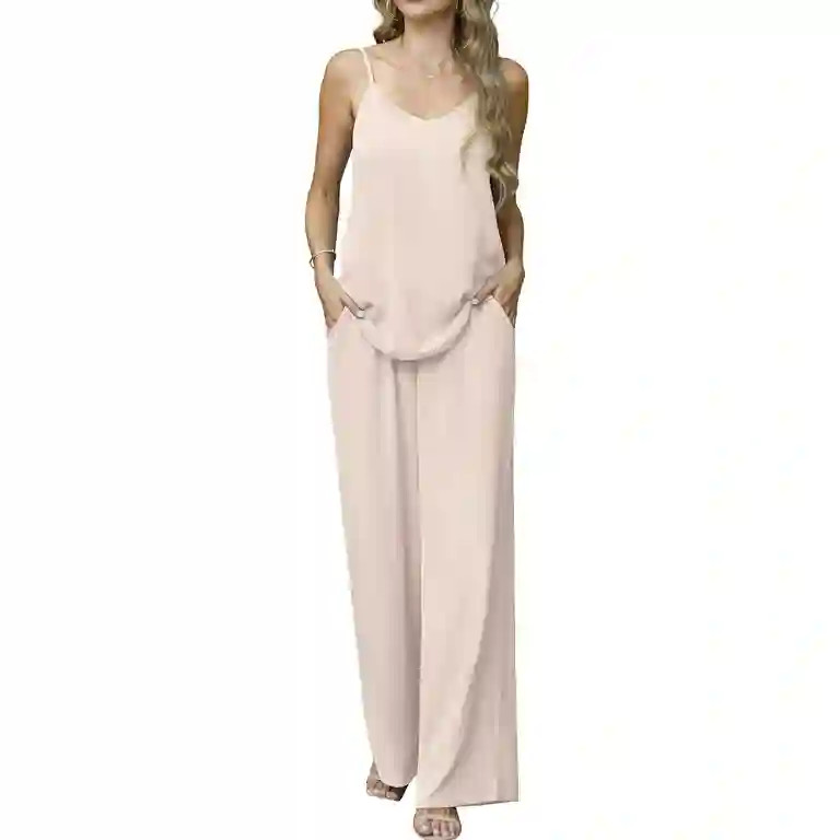 Cueply Lounge Sets for Women Summer 2 Piece Outfits Casual Tops Elastic Wide Leg Pants with Pocke... | Walmart (US)