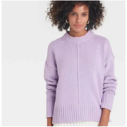 A New Day Women's Long Sleeve Knitted Sweater Pullover Lavender XXL, $20 NWT | Walmart (US)