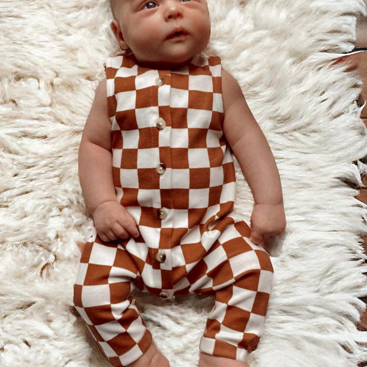 Stracciatella Checkerboard / Organic Bay Jumpsuit | SpearmintLOVE