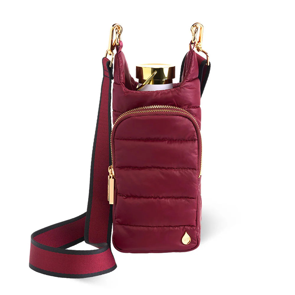 Dark Cherry HydroBag® with Cherry and Black Striped Strap | WanderFull 