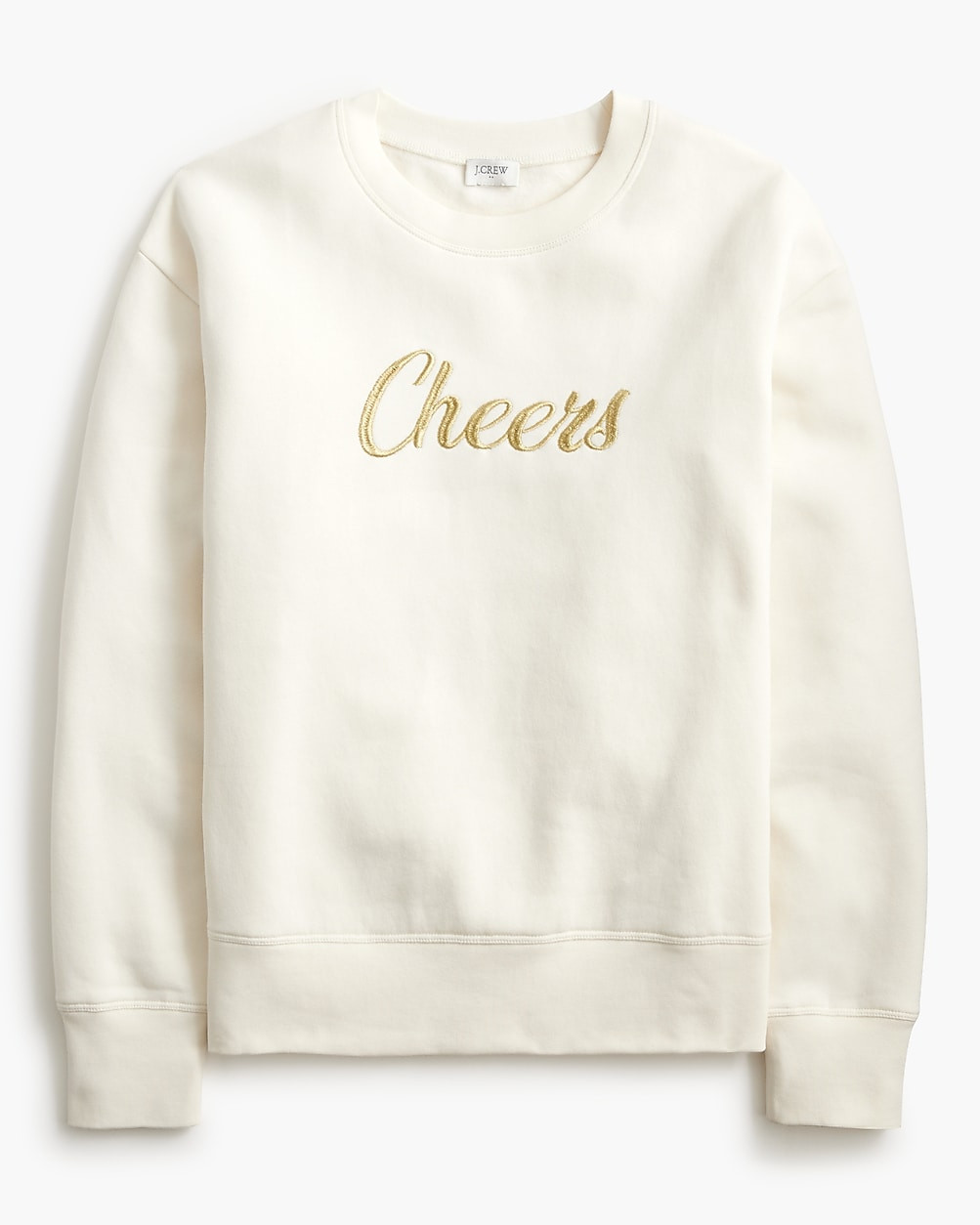 "Cheers" embroidered crewneck sweatshirt | J.Crew Factory