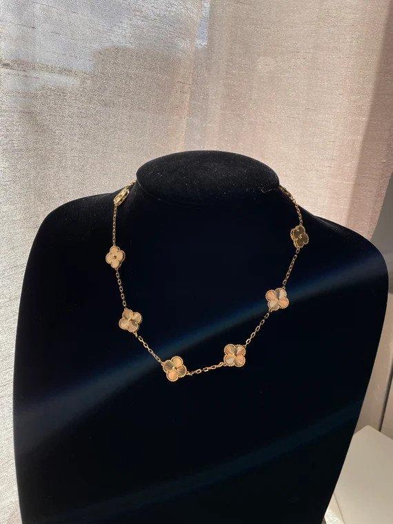 Quilloche 10 Motifs Clover Necklace 18K Gold Plated Over - Etsy | Etsy (US)