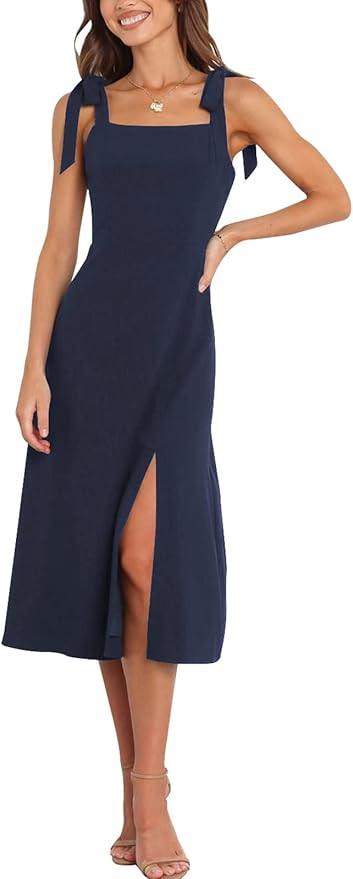 Tankaneo Womens Elegant Square Neck Bridesmaid Dresses Split Mid Formal Dress Cocktail Party Dres... | Amazon (US)