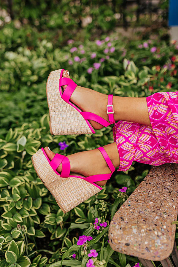 The Cailyn Faux Leather Wedge in Hot Pink | Impressions Online Boutique