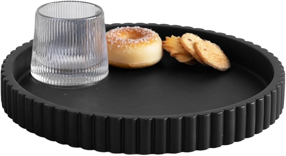 Decorative Tray for Coffee Table, Living Room, Side Table, 11" Black Round Concrete Home Decor Se... | Amazon (US)