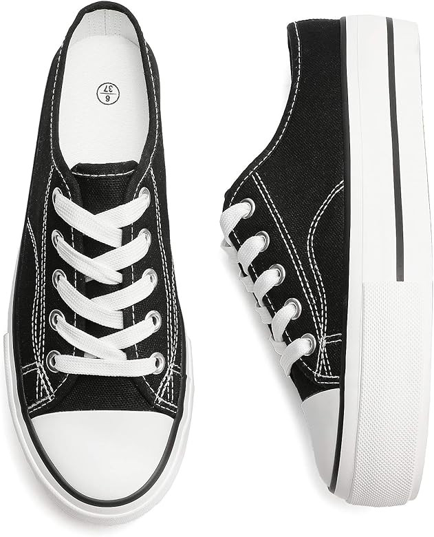 HYPOCRUTE Women’s Platform Sneakers Canvas Slip On Shoes White Low Top Shoes Casual Walking for Wome | Amazon (US)