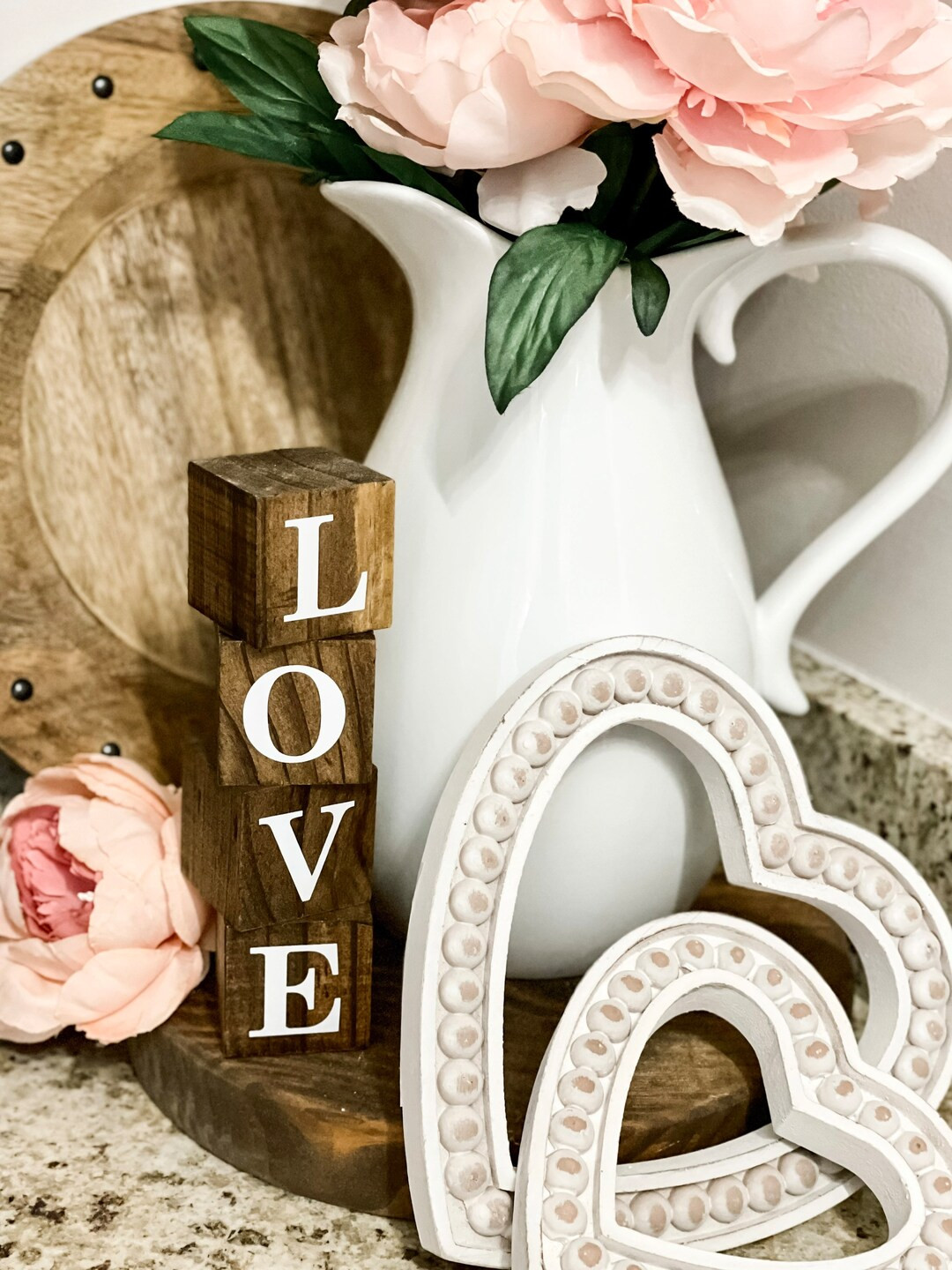 Love Blocks Valentine Decor Tiered Tray Decor Farmhouse - Etsy | Etsy (US)