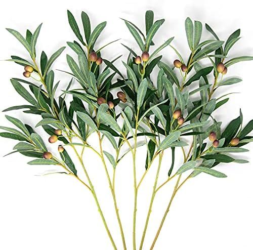 Faux Olive Branches for Vases [5pack, 27inch Length] Artificial Olive Tree Stems for Home Décor, Wed | Amazon (US)