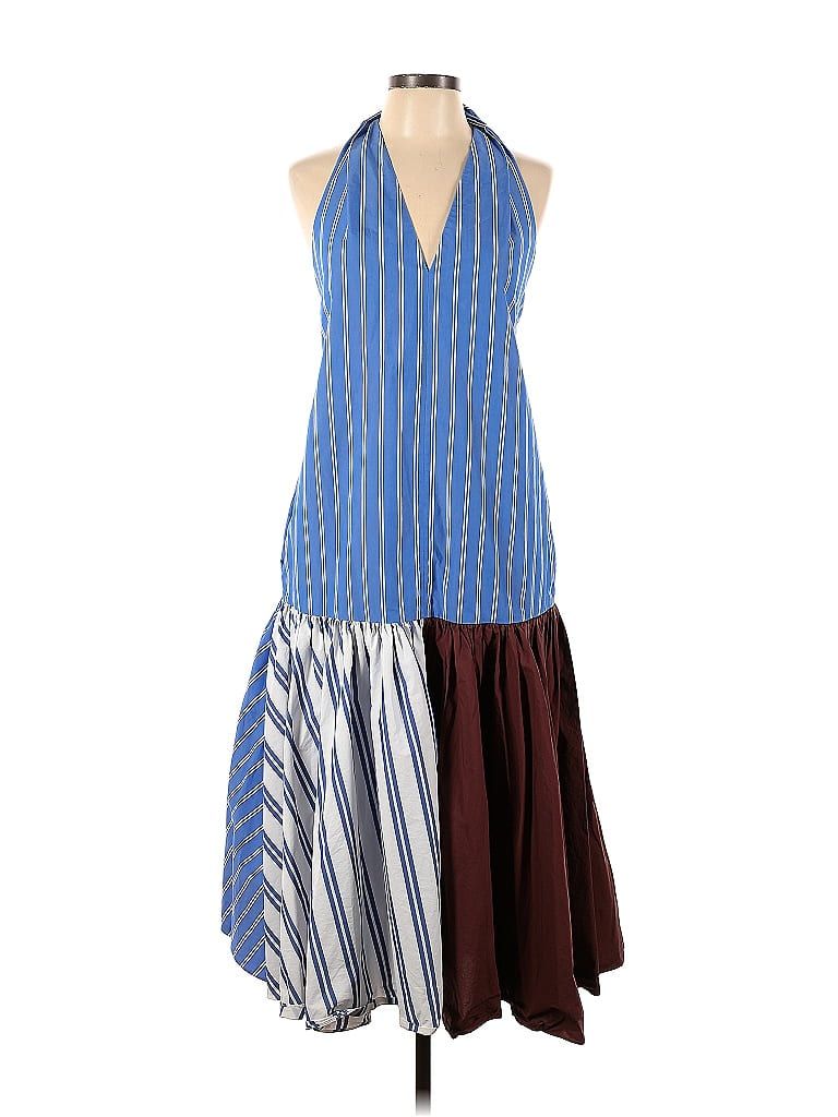 Tibi 100% Cotton Stripes Blue Vivian Stripe Halter Dress Size 10 - 82% off | thredUP
